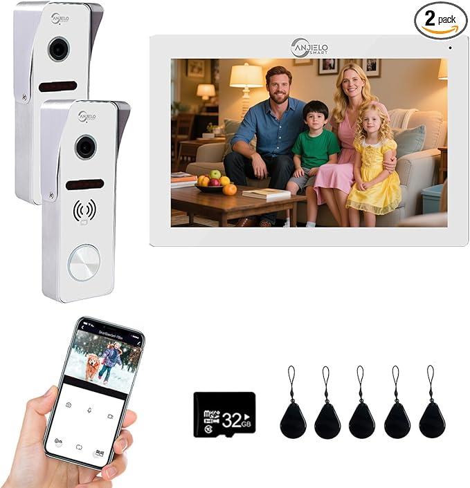 Wired Video Doorbell Intercom System 7 inch Monitor 1080P HD Camera Entry Doorphone Door Camera TUYA WiFi Smart Home Door Phone Kits for Apartment Home Villa (2 doorbell + 1 Monitor)