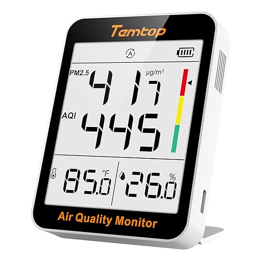 Temtop Air Quality Monitor Indoor Thermo-Hygrometer - PM2.5, AQI, Temperature, and Humidity Meter for Home, Office, or School, Air Quality Measurement, 60-Day Battery Life, S1 UP, 10-Pack