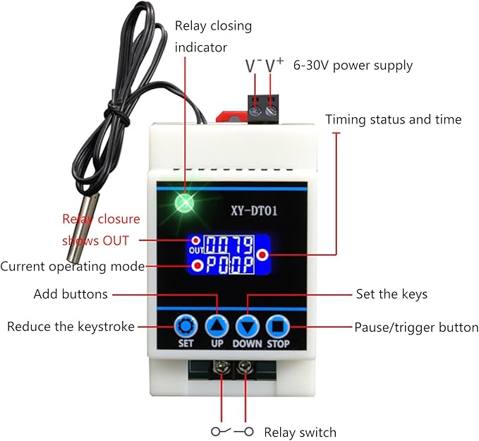 Digital Temperature Control XY-DT01 Humidity Controller 30A for Home Automation Digital Thermostat Humidity Control Smarthomes Automation Module LCD Display Temperature Controller
