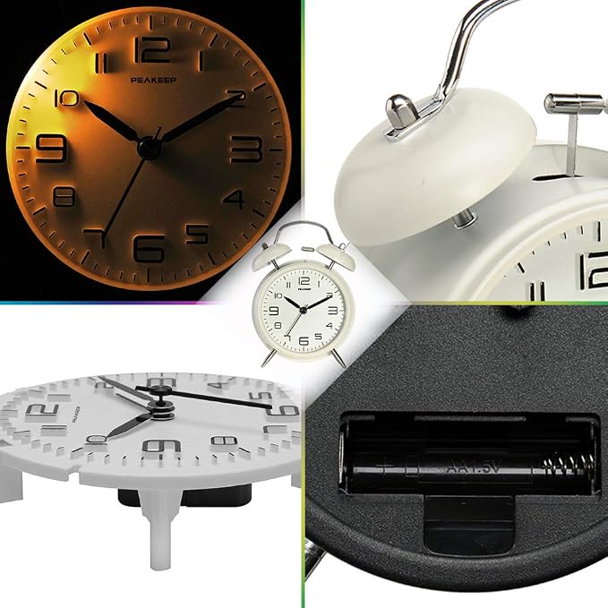 Peakeep 4 Inches Twin Bell Loud Alarm Clock - Image 2