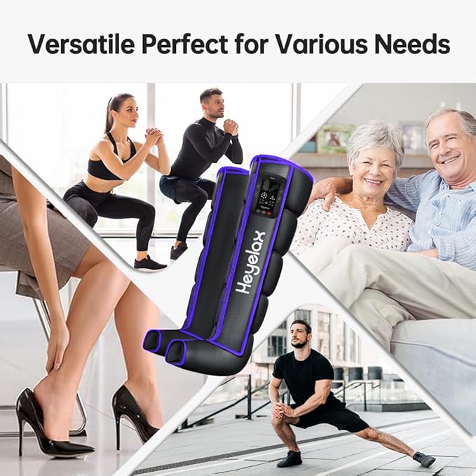 Heyelax Leg Compression Massager for Circulation and Pain Relief FSA, Recovery Boots Sleeve for Fast Therapy, Cordless Leg Massager with Heat as Ideal Gifts for Men Women (Large,2-Pack)