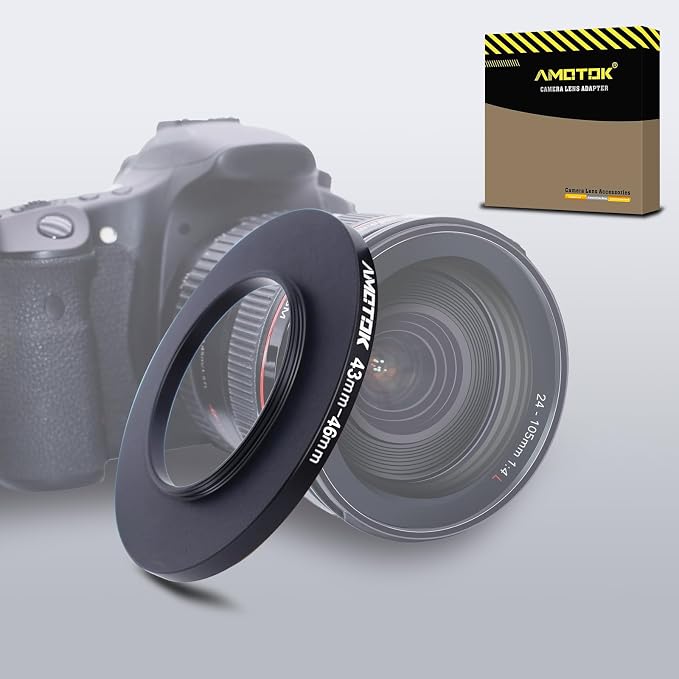 43mm Lens to 46mm Camera Lens Adapter, 43mm-46mm Filter Step up Rings, by AMOTOK