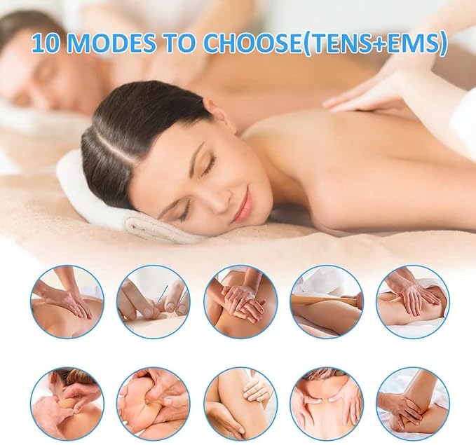 OSITO Wireless TENS Unit Muscle Stimulator EMS Rechargeable Smart Pain Relief Device Portable Mini Massager Neck Back Stretcher Electromagnetic Therapy, Replacement Pads Available