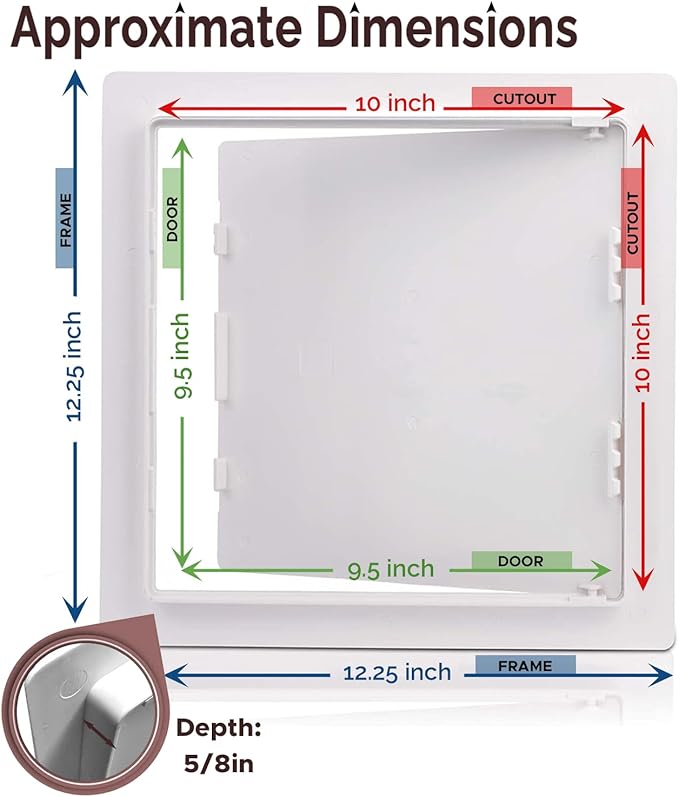 Morvat Access Panel 10x10 Inch for Drywall & Ceiling with Door, Heavy-Duty Durable ABS Plastic & Easy Install Access Box, Wall Hole Cover Plate for Plumbing & Electrical Cable & Wiring, White, 20-Pack