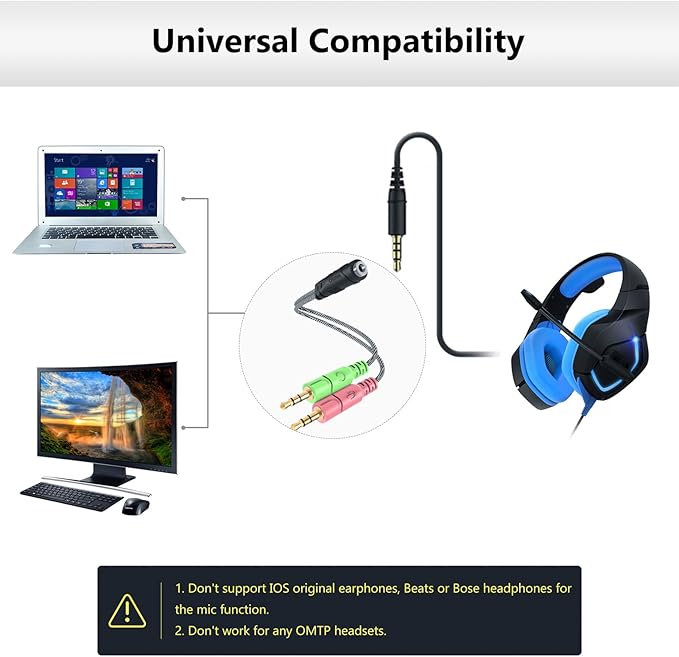 MillSO Headphone Splitter for Computer CTIA 3.5mm TRRS Female to Dual TRS Male Mic Audio Jack Y Adapter Headset Splitter Cable for PC Laptop to Gaming Headset - 8inch/20cm