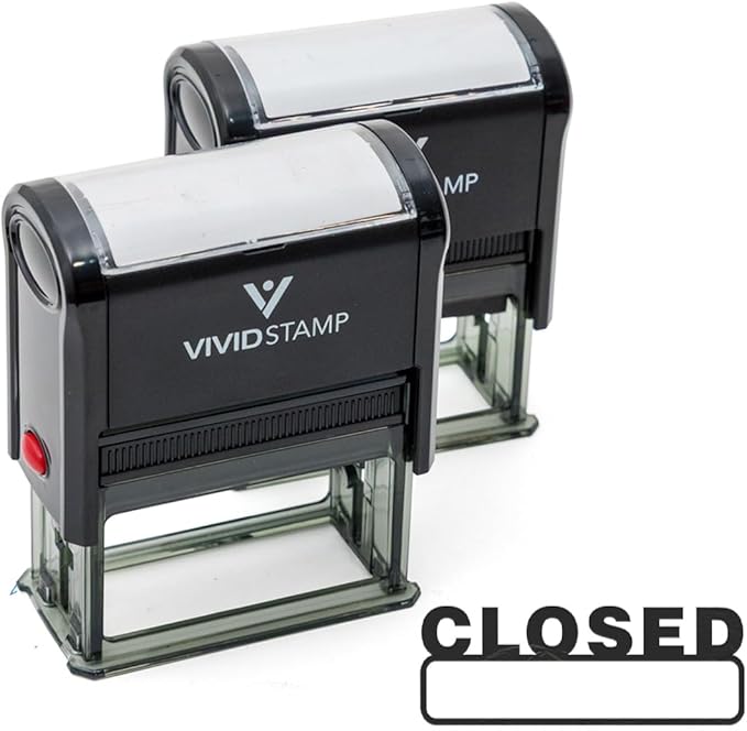 Basic Closed Self Inking Rubber Stamp (Black Ink) - Large 2 Pack