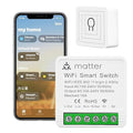 2-Pack Matter Smart Switch 16A Mini WiFi Relay Module,DIY Wireless Light Switch Voice Control with Timer&Schedule for Home Automation,Work with Apple Homekit,Alexa,Google Home,CSA Certified