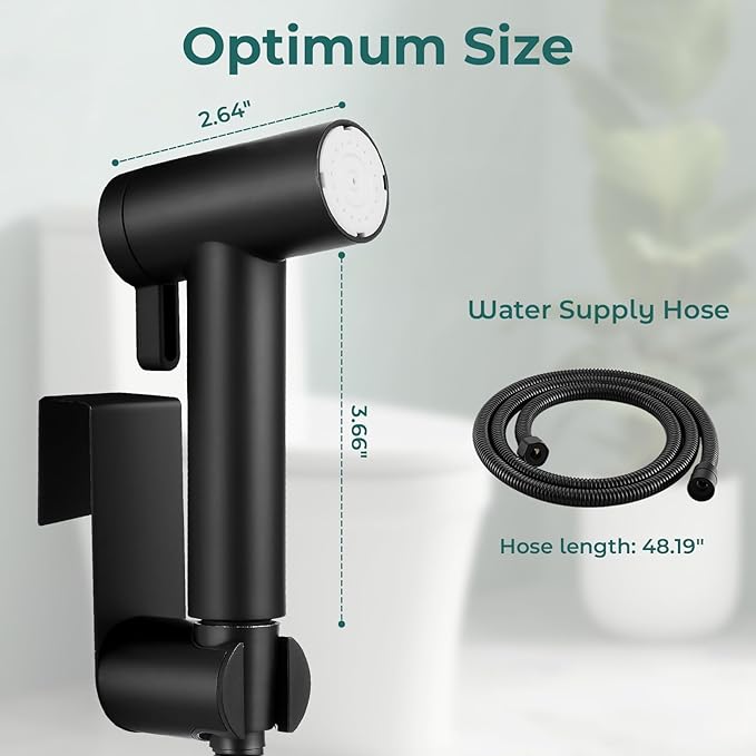 Handheld Bidet Sprayer for Toilet, Adjustable Water Pressure Control Rotary Switch with Bidet Hose, Exclusive Single Nozzle High Pressure Mode for Cleaning Stubborn Stains, Matte Black