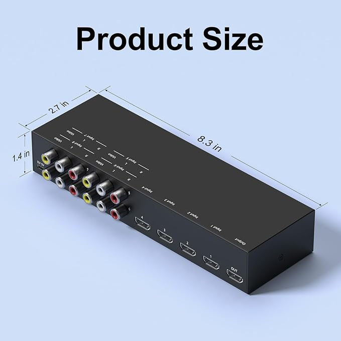 Azduou 4 AV Inputs + 4 HDMI 2.0 Inputs to HDMI Converter (8 in 1) with Upgrade New Version