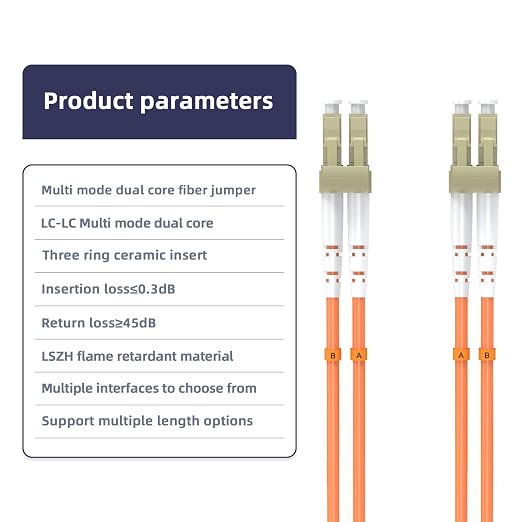 Om1 Fiber Patch Cable, LC/UPC to LC/UPC, 50M/164FT Multimode Duplex 62.5/125µm - Image 3