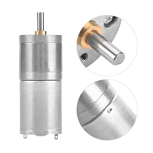 25mm DC 12V 25GA 370 Low Speed Metal Gear Motor for Electronic Locks Robots Electric Curtains and Doors Metal Gears Quiet High Performance for Mixers Monitoring Equipment and Pet Feeders