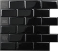 SMART TILES Peel and Stick Backsplash - 10 Sheets of 10.95" x 9.70" - 3D Adhesive Peel and Stick Tile Backsplash for Kitchen, Bathroom, Wall Tile, Subway Nero