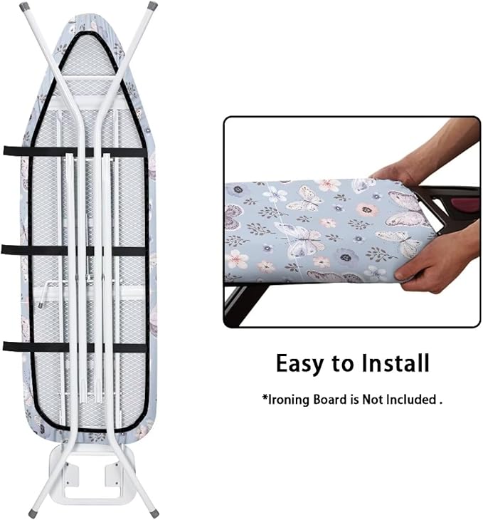 ZCFYGDX Butterfly Cherry Blossom Print Ironing Board Cover Decor - 14 x 45 inch Elastic Edge 3 Bottom Nylon Buckle Straps, Stain Resistant & Resistant Scorch, Easy Installation Cover