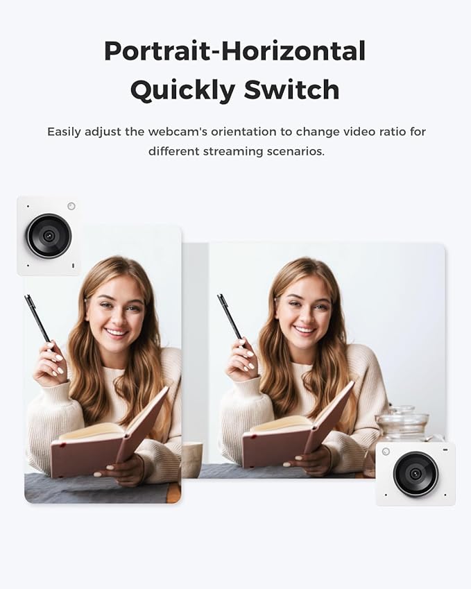 OBSBOT Meet 2-4K Webcam for PC with 1/2" Sensor, AI Framing & Autofocus, Beauty Mode, Lightweight, Gesture Control, HDR, Dual Microphone, 60 FPS, Web Cam for Streaming, Meeting, Gaming. (Cloud White)