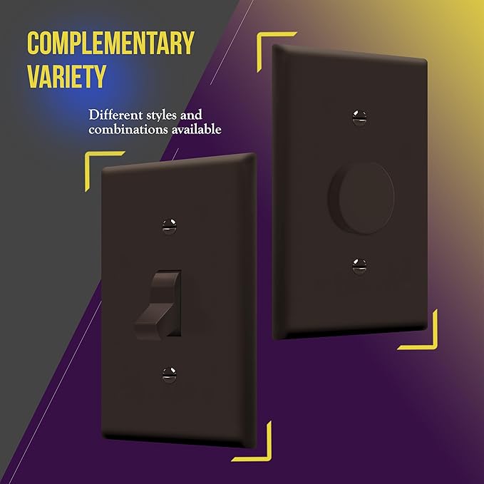 ENERLITES Toggle Light Switch Wall Plate, Gloss Finish, Size 1-Gang 4.50" x 2.76", Unbreakable Polycarbonate Thermoplastic, 8811-BR, Brown, Standard