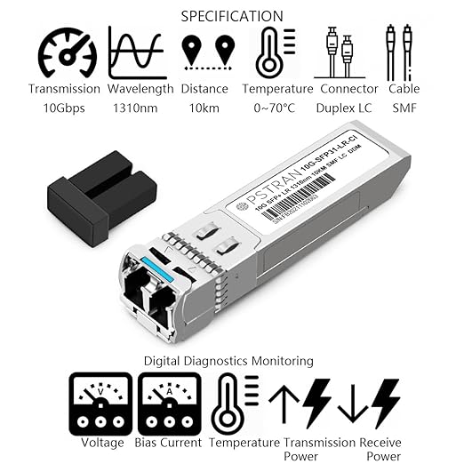 OPSTRAN 10GBASE-LR SFP+ Optical Transceiver Module Compatible with Intel E10GSFPLR 1310nm 10km DOM Duplex LC SMF 4 Pack
