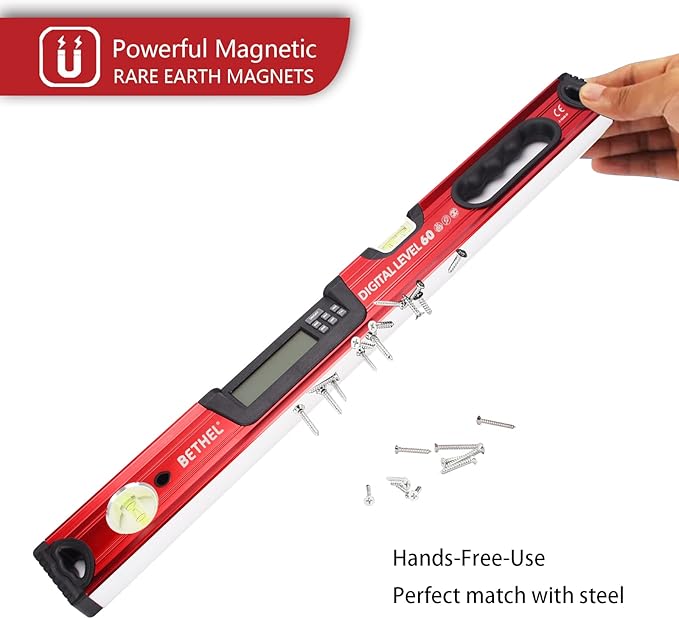 24 inch Digital Magnetic Level, Digital Smart Torpedo Level Tool ElectronicLevel Tool and Protractor - Master Precision - IP54 Dustproof and Waterproof with Carrying Bag
