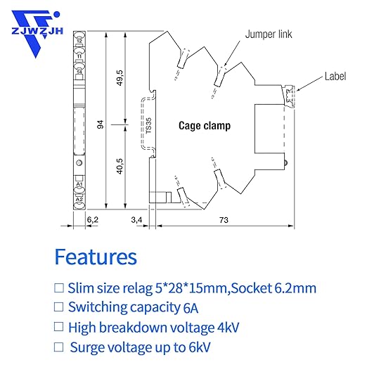 3Pcs 24V Miniature Relay for PLC Controller 24VDC and 24VAC Relay SPDT 6Amp with LED Light Socket 41F-1Z-C4 Spring Terminals Push in Socket No Need for Screw