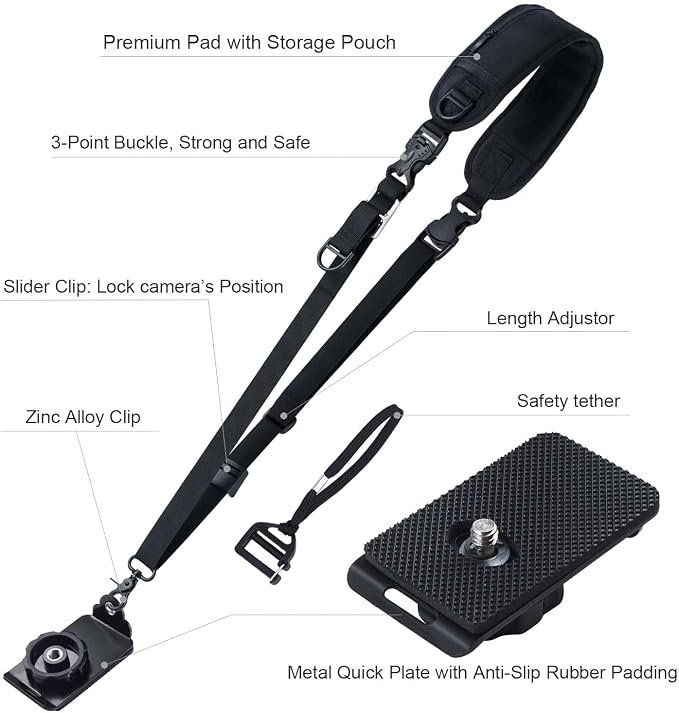 waka Camera Neck Strap with Quick Release and Safety Tether, Adjustable Camera - Image 3