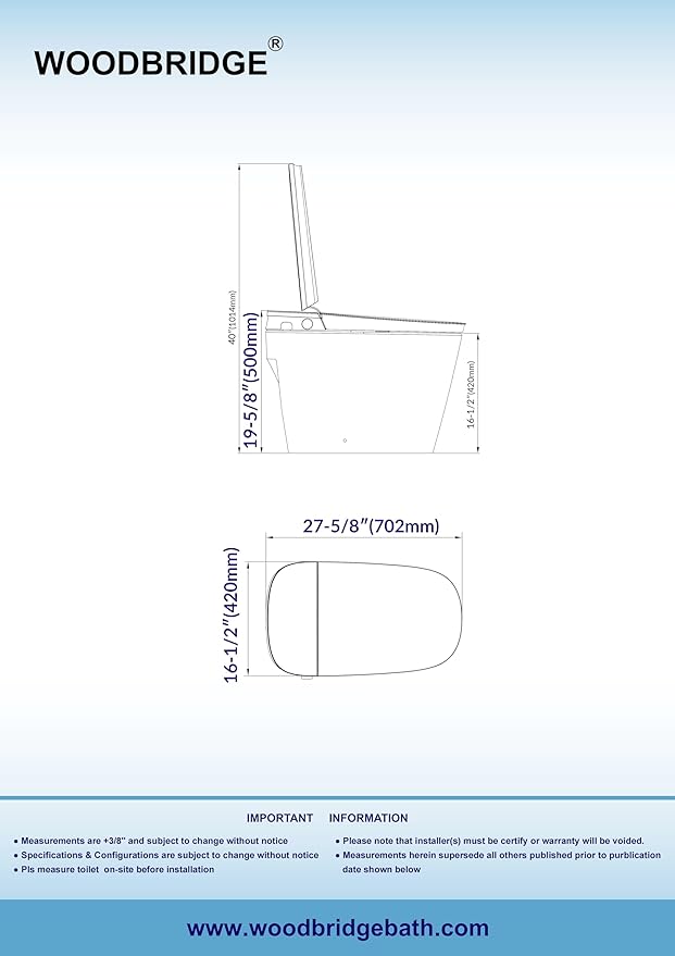 WOODBRIDGE Smart Toilet with Auto Open/Close,1000g MaP Flush Score,Foam Shield,Foot Sensor, Movement Drying,Auto Flush,ADA Height,Blackout Flush,Heated Seat,One Piece Toilet with Tank Built in