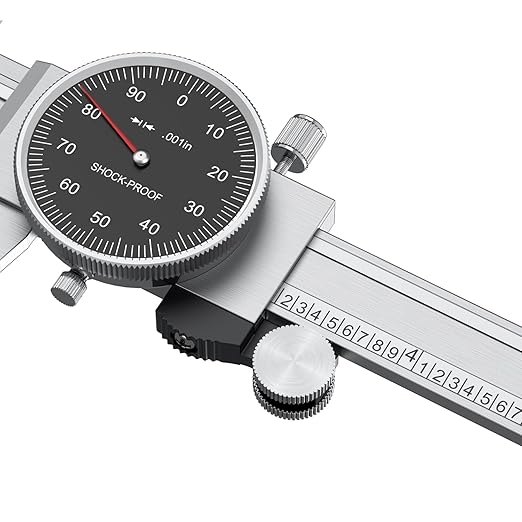 HDLNKAK Dial Caliper Shockproof Dial Caliper Precision Caliper with Black Watch 0-6" Range, 0.001” Resolution 6 Inch with 0.001" Precision Calipers 4-Way Measurement with Plastic Case.