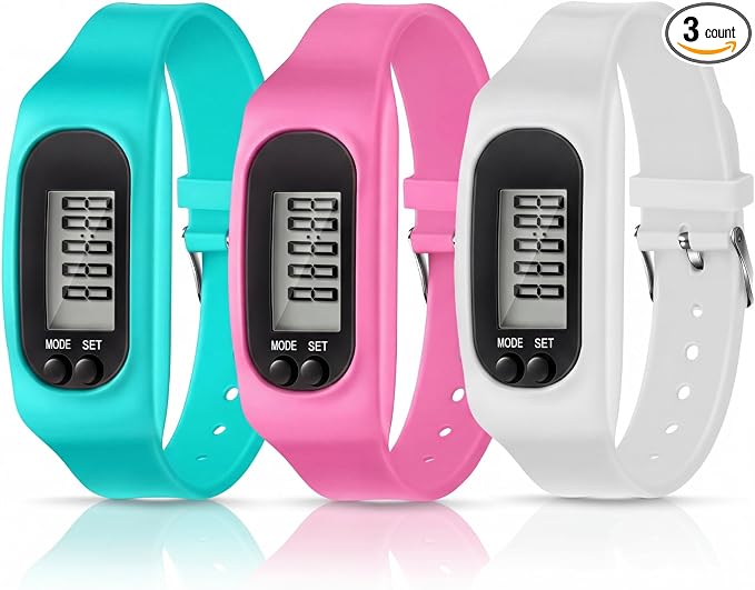 Silicone Fitness Tracker Watch 3 Pcs Walking Running Pedometer Calorie Burning by Kenning