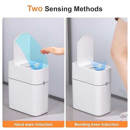 MUEE Automatic Motion Sensor Bathroom Trash Can with Lid, 3 Gallon Smart Garbage Can, Touchless Trash Can Slim Small Trash Bin Waterproof Waste Basket for Toilet Bedroom Office Kitchen Living Room RV