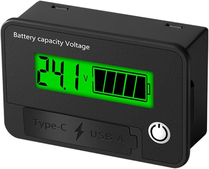 MOAIYU DC8-30V Electricity Meter Digital LCD Display Car Battery Charging Levels Indicators Leads Acid Lithium Voltmeter