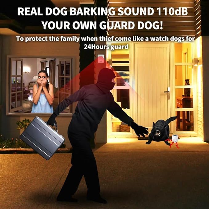 Ranxinyuan Barking Dog Alarm Motion Detector,Pir Human Body Sensor Alarm Electronic Burglar Deterrent Loud Siren,with Remote & USB,Say Goodbye to Unwanted Intruders