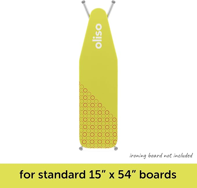 Oliso Ironing Board Cover, Durable 100% Cotton Lined with Professional Grade Felt pad - Fits Standard 54” x 15" Boards, a Wide Elastic Edge, Two Adjustable Straps for Secure Fit (Pistachio)