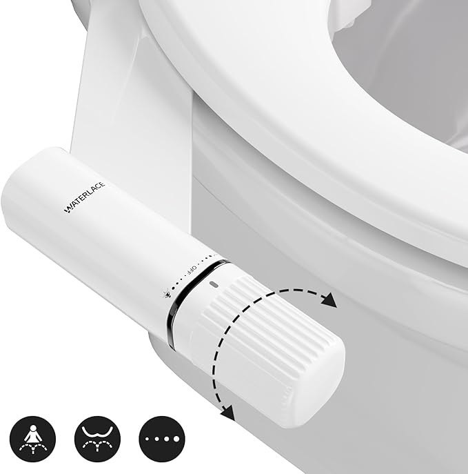 Bidet Attachment for Toilet - Dual Retractable Nozzles Bidet(Hygienic Rear & Feminine Wash) with Adjustable Water Pressure, Ultra Slim Non-Electric Bidet, Easy Installation (Black)