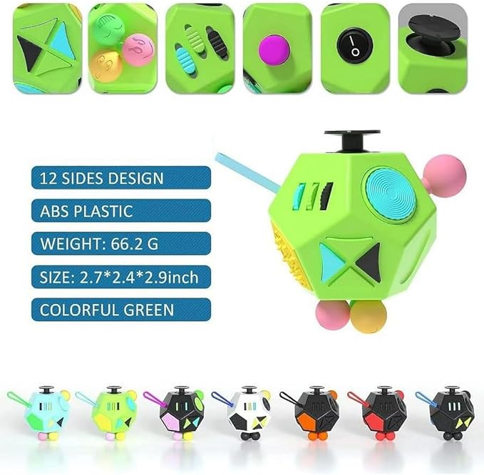 Fidget Dodecagon –12-Side Fidget Toys Cube Relieves Stress and Anxiety Anti Depression Travel Toy Christmas Stocking Stuffers Gifts for Children and Adults(B1 Green)
