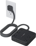 TESSAN Flat Plug Extension Cord 15 Ft, 2100J Surge Protector Power Strip with 6 Outlets and 4 USB Ports (2 USB C), PD 20W Fast Charger, Multiple Charging Station for Home Office Dorm Room, Black