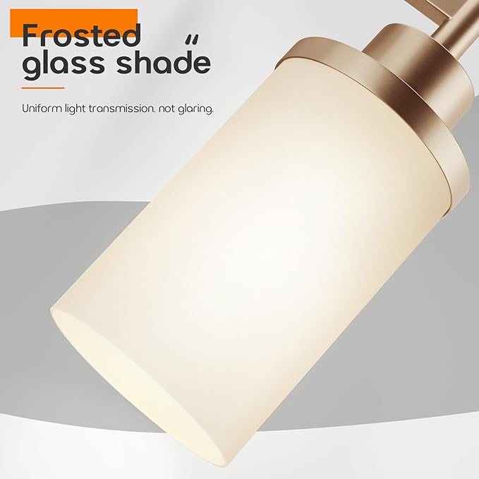 AONEON Vanity Lighting Fixtures with White Frosted Glass Champagne Bronze Wall Lamp Over Bathroom Mirror for Bedroom, Living Room, Washroom Porch T001CPG-L1
