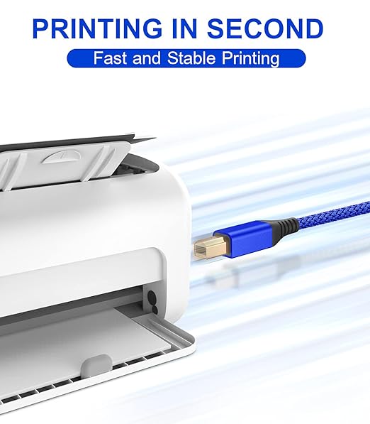 sweguard Printer Cable 10ft 2-Pack, USB Printer Cord USB 2.0 Type A Male to B Male Cable Scanner Cord High Speed Compatible with HP,Canon,Dell,Epson,Brother,Lexmark,Xerox,Samsung and Piano,DAC-Blue