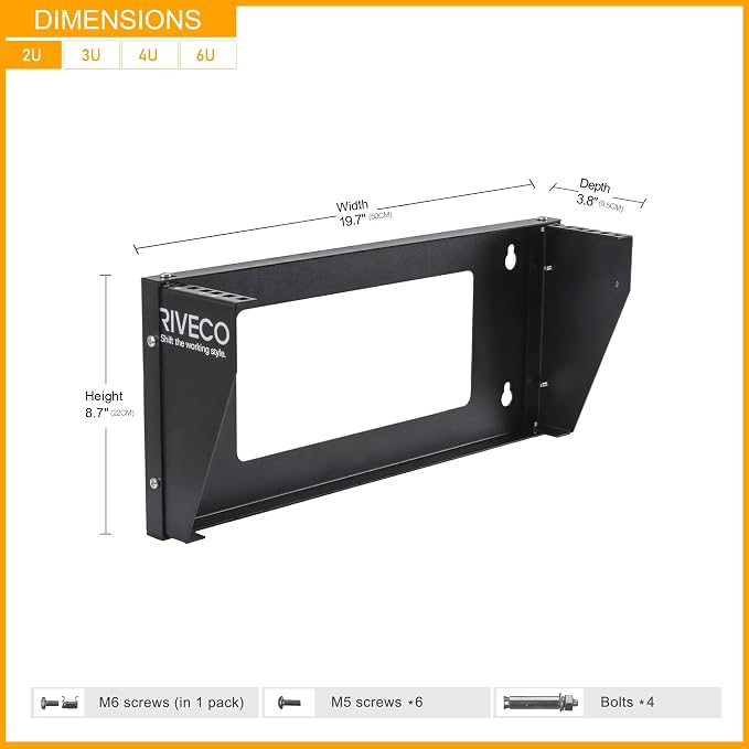 RIVECO 2U Wall Mount Rack for Network| Reinforced Heavy Load 66-99 LBS Small - Image 4