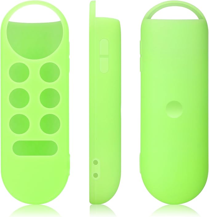 2PC Cover-Case-for-Chromecast-Google-TV-Remote, Glow-in-The-Dark Silicone Sleeve Skin for Google Chromecast 4K/HD (Green + Blue)