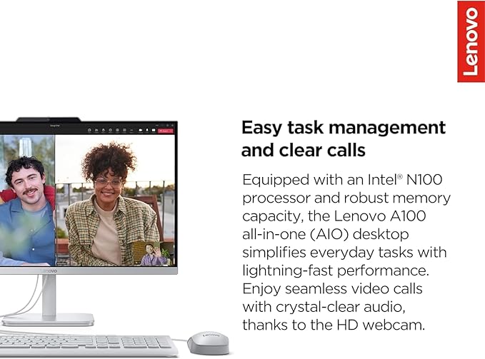 Lenovo IdeaCentre 24" FHD All-in-One Desktop Computer with Lifetime Office 365 for The Web • 32GB RAM • 4TB Storage • Intel Core • Wired Keyboard and Mouse • Windows 11