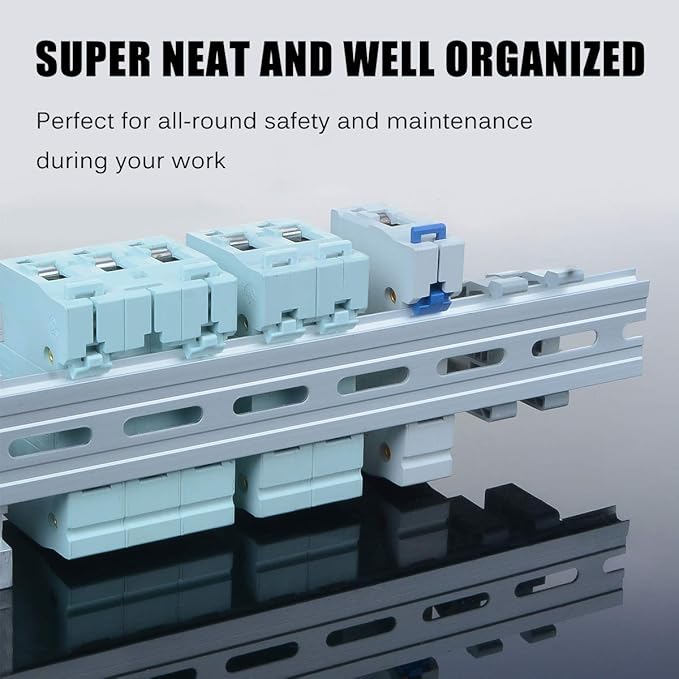 VAMRONE 10 Piece Aluminum DIN Rails, 12 Inches Long, 35mm Wide, 7.5mm High, Top Hat Slotted DIN Rail with RoHS, Extra Premium Screws Included for Hardware Components Mounting