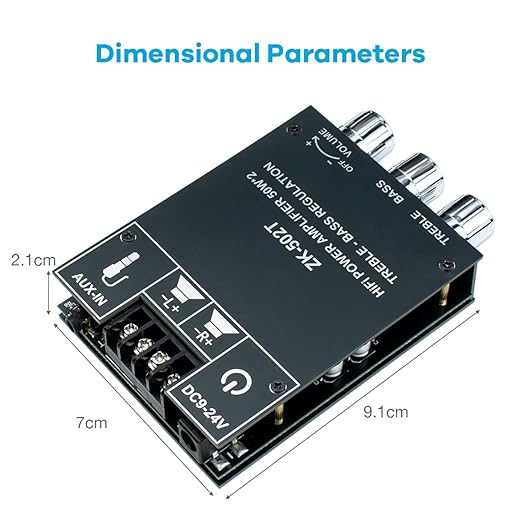 Hosyond ZK-502T 100W Bluetooth 5.0 Amplifier Board with Treble and Bass Control, TPA3116D2 50Wx2, Bluetooth AMP Board for Home Passive Speakers