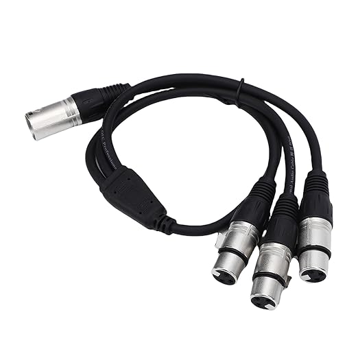 Estink XLR Splitter Cable 3 Pin Male to 3 Female Y Splitter with Zinc Alloy Connectors for Balanced Audio Signal in Studio Live Performance 2ft