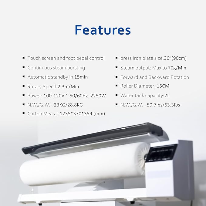 Rotary Roller Steam Press Iron, automatic ironing machine， Continuous Steam for Commercial Home Use. For Bed Sheet,Pillowslip，rotary garment iron (New Machine with stand)