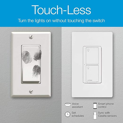 Lutron Caseta Original Smart Light Switch 5 Pack (Lutron Smart Hub Required), for Home, LED Lights, and Fans, 6 Amp, Single-Pole/3-Way, Neutral Required, PD-6ANS-WH, White