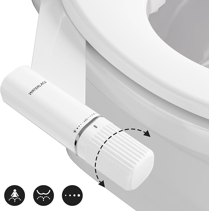 Bidet Attachment for Toilet - Dual Retractable Nozzles Bidet(Hygienic Rear & Feminine Wash) with Adjustable Water Pressure, Ultra Slim Non-Electric Bidet, Easy Installation (White)