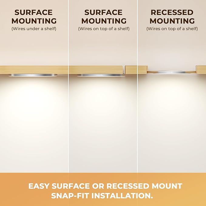 VST Under Cabinet Mini Panel Lighting 3.94inch 12V 2.5W(Total 15W) with Wireless Dimmer Switch, Surface Mount Puck Light for Kitchen Van Truck Car Galley Downlight 6Pack(Round 2700K-6500K)