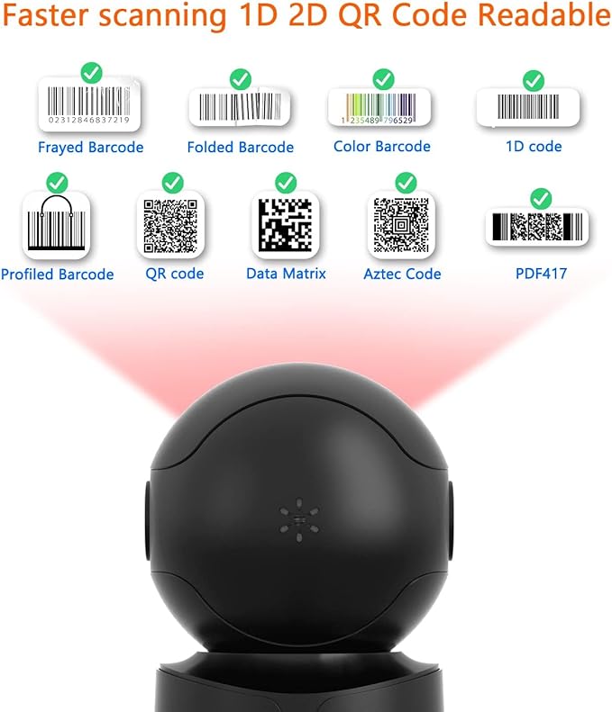 NetumScan Automatic Omnidirectional Desktop Barcode Scanner, Hands Free USB Wireless Bluetooth QR Barcode Reader, 1D 2D Bar Code Image Sensing for Warehouse, Supermarket, Retail Store Pos System-A6