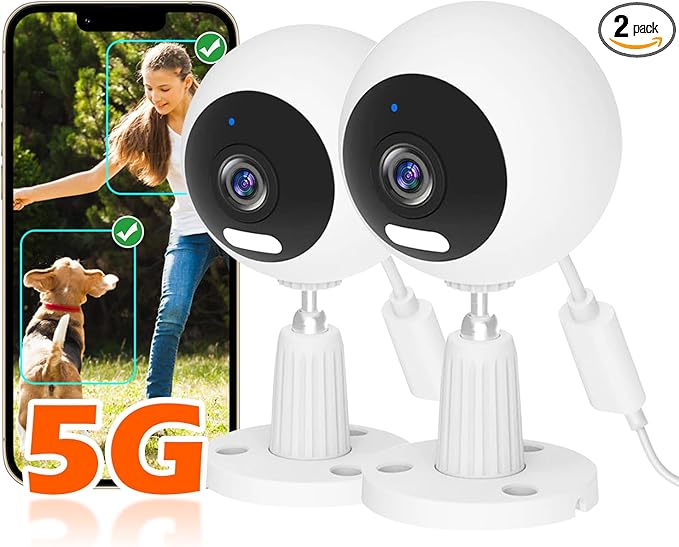 GUOANVISION 5G/2.4G Indoor/Outdoor Security Camera for Baby Monitor, 3MP Pet Camera for Dog/Cat/Nanny/Baby/Elder, IP66 Waterproof, 3 Night Vision, 24/7 SD Recording, SD/Cloud -2Pack