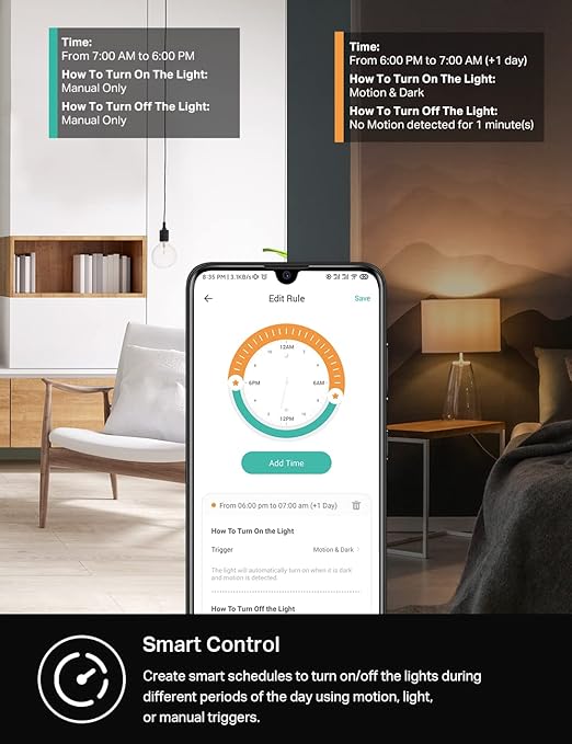 Kasa Smart WiFi Motion Sensor Switch, Single Pole, Needs Neutral Wire, 2.4GHz Wi-Fi Light Switch, Compatible with Alexa & Google Home, UL Certified, No Hub Required(KS200M),White,1-Pack