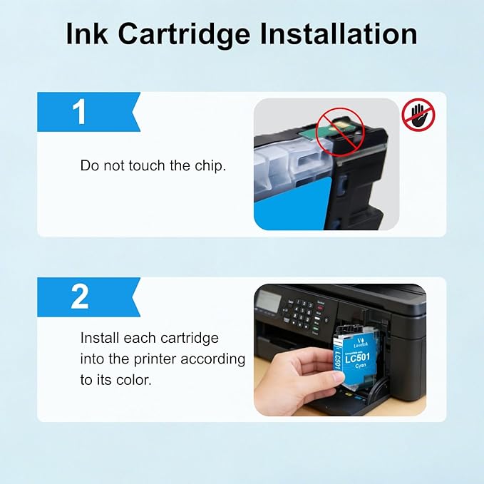 VLOVEINK LC501XL Ink Cartridges Compatible with Brother LC501 LC501XL Ink Cartridges use with Work Smart MFC-J1260DW, MFC-J1360DW and MFC-J1410DW Printer (4 Pack, Black, Cyan, Magenta, Yellow)
