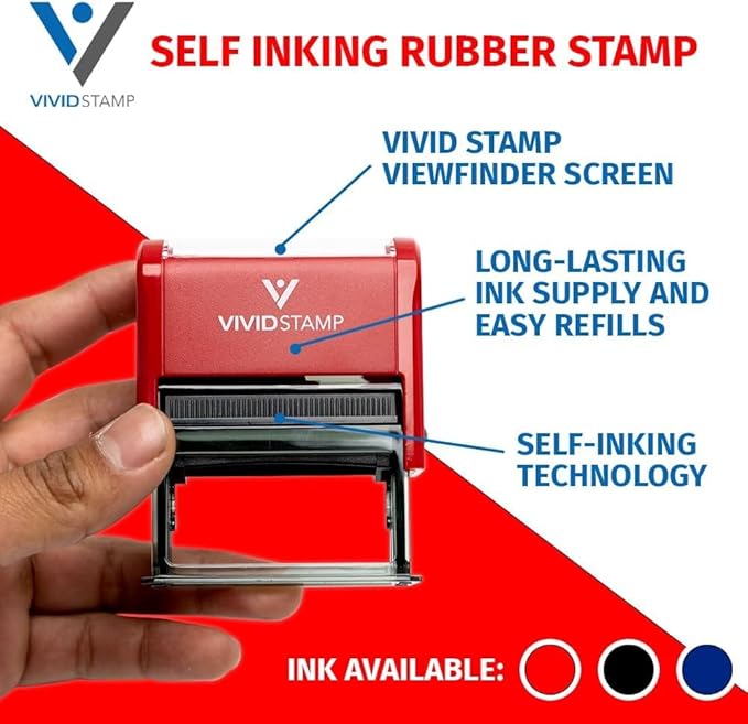 Basic Closed Self Inking Rubber Stamp (Red Ink) - X-Large
